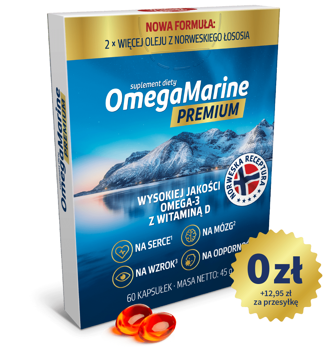 Suplement diety OmegaMarine Premium - opakowanie 60 kapsułek z omega-3 i witaminą D