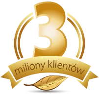 Natural Pharmaceuticals OmegaMarine™ Premium Złoty laur z napisem 3 miliony klientów, symbolizujący sukces i zaufanie marki.